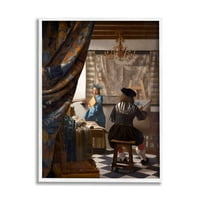 Stupell Industries Alegorija slikanja Johannes Vermeer Klasično portretno slikanje bijele uokvirene umjetničke