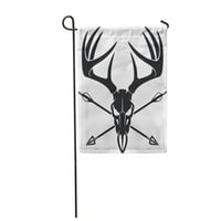 Lubanja Jelena bijelog repa s ukrštenim lovačkim strijelama, glava jelena jelena losa, vrtna zastava, Ukrasna