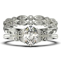 Prekrasna boho & hippie 2. karat ovalni rez vintage izgled dijamantski moissanite zaručnički prsten, vjenčani
