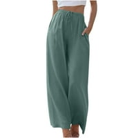 Ženske jednobojne hlače u donjem rublju udobne elastične hlače visokog struka široke Casual hlače zelene