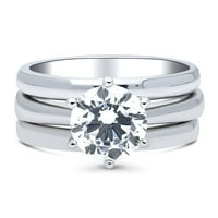 Sterling srebrni pasijans zaručnički prstenovi karat okrugli kubični cirkoniji cz set za žene, rodij pozlaćena