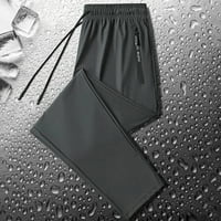 Duixinghas srednji-uspon elastični pojas džepovi za izvlačenje muškaraca hlače ljetno ledeno svile tanki jogging