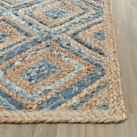 Pleteni geometrijski tepih od jute, 6 ' 6 ' kvadrat, prirodno plava
