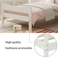 Hommoo twin veličina drvena platforma kreveta s uzglavljem i drvenim nosačima, bijela