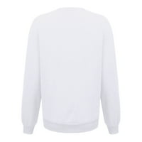 ; / Ženske Ležerne jednobojne majice s okruglim vratom s dugim rukavima s printom slova pulover dukserica bijela;