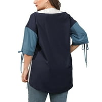 PNTUTB Ženska košulja za čišćenje Classic Plus Ljetna ploča Polu rukava labavi vrhovi bluze tamno plave xxxxl