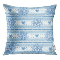 Plava zimska prugasta jastučnica u obliku pahuljica u obliku srca i čipke s ukrasnim uzorkom jastučnica