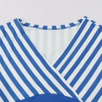 FineLove Vintage maturalna haljina Aktivna haljina A-line kratka kratka rukava prugasta plava m