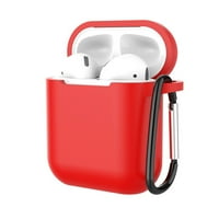 AirPods futrola- Silikonski zaštitni šok, kože s poklopcima s ključem kompatibilnim s Apple Airpod & 1, crveno