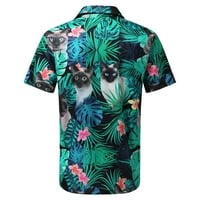 Muške košulje muške ležerne labave havajske kolekcije tiska s kratkim rukavima gornja repa plaža zelena 3xl