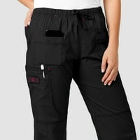 Ženske teretne hlače s Više džepova, Crne, sitne