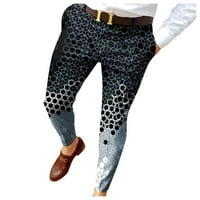 Rasprodaja muške Ležerne mršave hlače s printom od 3 tisuće modnih hlača s patentnim zatvaračem sa srednjim strukom