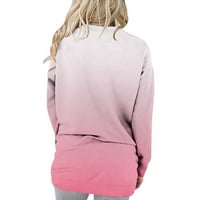 Bluze za žene, modne Ležerne majice s okruglim vratom s gradijentnim printom, džep s dugim rukavima, ženski 3-inčni