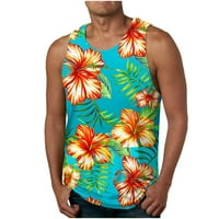 Nova modna muška ljetna havajska cvjetna Majica Bez rukava sportska majica s okruglim vratom s naramenicama za