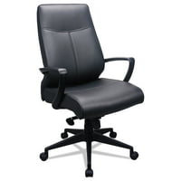 Kožna stolica s visokim naslonom, može izdržati do 10 kg, crno sjedalo, crni naslon, crna baza