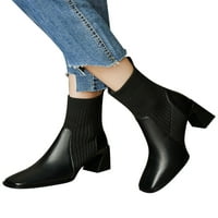 Daeful Women čizme kvadratni nožni nožni nožni prtljažnik čarapa u stilu gležnjače haljina vuče cipele ženske