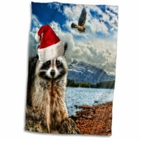 3! božićni rakun u šeširu Djeda Mraza Planinska Divljina - ručnik, od