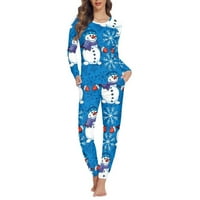 Pidžama s okruglim vratom Božićni snjegović za žene, pripijena noćna odjeća za žene Plus size, odjeća za spavanje