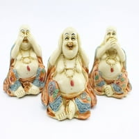 Skup malih Feng Shui figura čuti, vidjeti, govoriti bez zla, sretno lice, Buddhe koji se smiju, kipovi