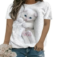 2 / ženski ljetni vrhovi majica s printom mačaka majica kratkih rukava boemska praznična majica s okruglim vratom