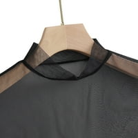 Yuehao ženska klupska odjeća čista rukava s kratkim rukavima progledaju vrhove majice bluze ženske majice crne