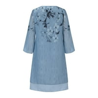 Ženske haljine Ljetne ležerne haljine za djevojke omotača duboki V-izrez set utisnute plave 3xl