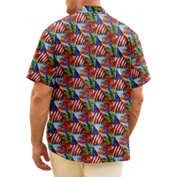4. srpnja Muška havajska majica s grafičkim ovratnikom američke zastave od 3 inča Plus veličina vikend casual