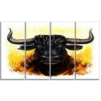 Dizajn Art Fierce Bull Ilustracija životinjska grafička umjetnost na omotanom platnu set
