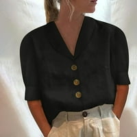 Rasprodaja, Rasprodaja platnenih ženskih vrhova, ženska ležerna košulja srednjeg rukava s izrezom u obliku slova