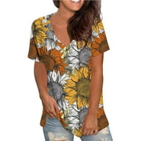 Scyoekwg ženske vrhove Ljetne trendovske majice kratkih rukava za žene labave grafičke majice udobne cvjetni print
