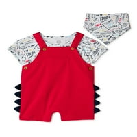 Wonder Nation Baby Boy Shortall Outfit Set, 3 komada