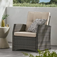 Luton Wicker Outdoor Club stolica s jastucima, sivom i bež