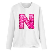 Ženske majice s tiskanim slovima, majice za svijest o raku dojke, pulover s ružičastom vrpcom dugih rukava, Ležerne