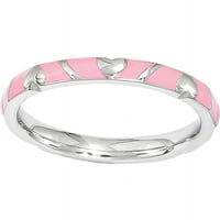 Prsten u obliku srca od sterling srebra s ružičastom caklinom