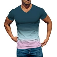 Mišićne majice za muškarce casual gradijentna kravata ispis v vrat kratki rukavi grafička majica majice trendovska