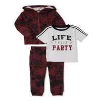Wonder Nation Baby and Toddler Boy French Terry Zip Hoodie, majica i set odjeće za odjeću za jogger, 3-komad,