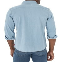 Muška traper košulja širokog kroja s dugim rukavima
