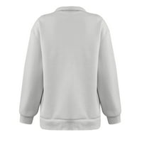 Plus-size ženske majice, Ležerne majice s dugim rukavima s printom, široki pulover s izrezom u obliku slova u,