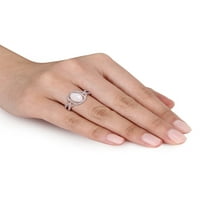 Carat T.G.W. Opal i Carat T.W. Dijamant 10kt ružičasto zlato ovalni crossover halo prsten