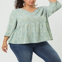 Jedinstvene ponude ženske plus veličine odjeće modna cvjetna ruffle Flowy babydoll bluza