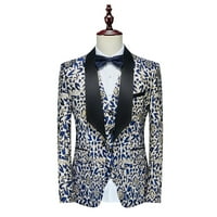 Muško opremljeno odijelo, jakna s cvjetnim printom s jednim gumbom, prsluk i hlače za večeru, maturalnu večer,