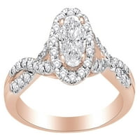 Bijeli prirodni dijamantski zavoj zaručnički prsten u 14K ružičastom zlatu s veličinom prstena-13