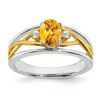 Dijamantni prsten od citrina od žutog i bijelog karatnog zlata
