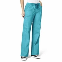 Ženske teretne hlače s Više džepova u boji vode u boji