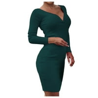 Ležerne haljine za žene, modne večernje haljine s dugim rukavima, Plus-size, Zelena, Plus-Size