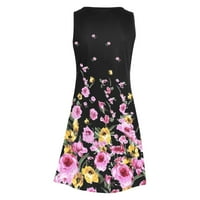 Haljine za žene _ Ženska Moda vintage haljine bez rukava s okruglim vratom s cvjetnim printom na okruglim gumbima