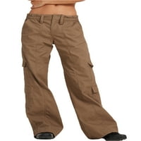 Ženske ulične teretne hlače, jednobojne široke hlače s ravnim nogavicama i džepom, sportske hlače