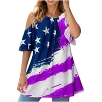 Majica američke zastave za žene, 4. srpnja majica, domoljubne majice, ženske ljetne majice s okruglim vratom i
