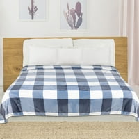 Jedinstveni prijedlozi plišani pokrivač od flanela od flisa u kariranom uzorku, a-list, plava i bijela