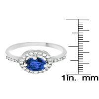 Obalni nakit od sterling srebra okrugli prsten s plavim kubičnim cirkonijem Miibe